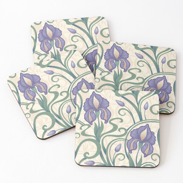 Item preview, Iris flowers in Retro Art Nouveau style. Beige background. designed and sold by iclipart.