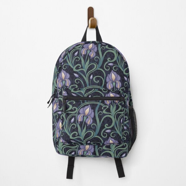 Item preview, Iris flowers in Retro Art Nouveau style. Black background. designed and sold by iclipart.