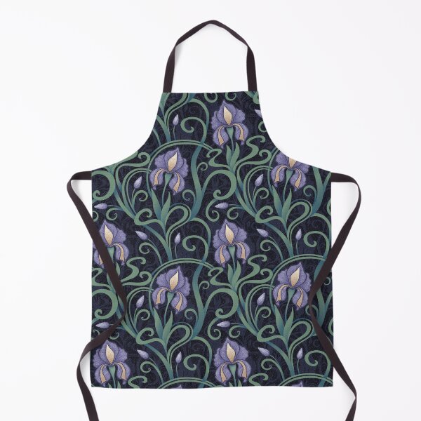 Item preview, Iris flowers in Retro Art Nouveau style. Black background. designed and sold by iclipart.