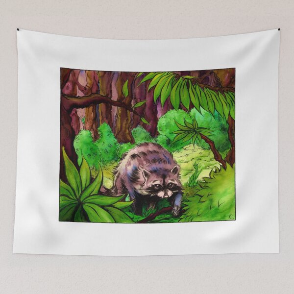 Item preview, Forest Raccoon Watercolor Art designed and sold by VesperyThings.