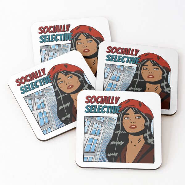 Item preview, Socially Selective Retro Comic T-Shirt | Red Beret City Pop Art Woman | Introvert Aesthetic Grunge Tee designed and sold by Pixie Bloom.