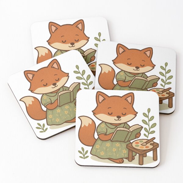 Item preview, Kawaii Fox Reading Art – Cute Cottagecore Aesthetic designed and sold by kimkosovo.
