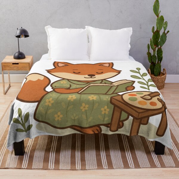 Item preview, Kawaii Fox Reading Art – Cute Cottagecore Aesthetic designed and sold by kimkosovo.