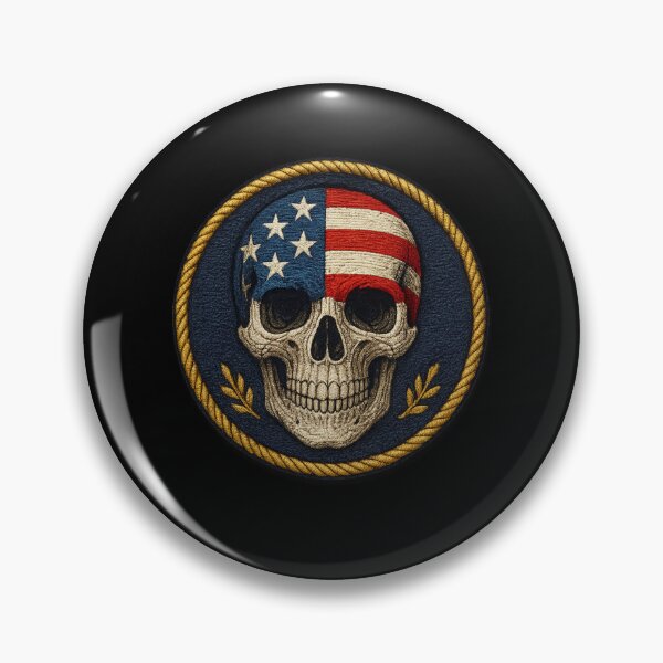 Item preview, USA flag skull round rope patch designed and sold by LaNadaYFundante.