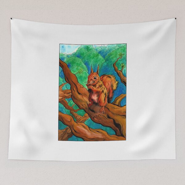 Item preview, Squirrel Forest Tree Watercolor Art designed and sold by VesperyThings.