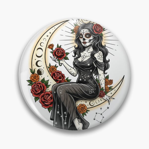 Item preview, Moonlight Witch Catrina – Fantasy Skull and Roses, Mystic Feminine Art designed and sold by BellaAbreu8.