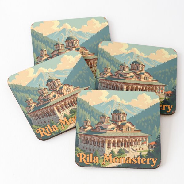 Item preview, Rila Monastery, Bulgaria: Vintage-Style Painterly Travel Poster designed and sold by LSVart.