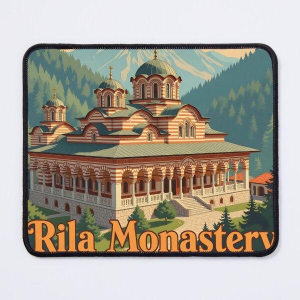 Item preview, Rila Monastery, Bulgaria: Vintage-Style Painterly Travel Poster designed and sold by LSVart.