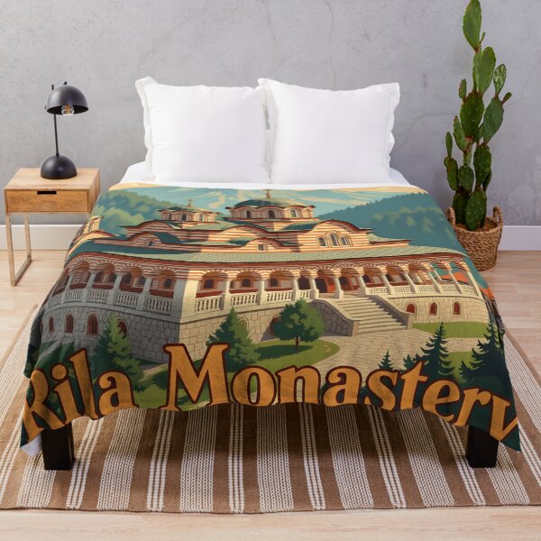 Item preview, Rila Monastery, Bulgaria: Vintage-Style Painterly Travel Poster designed and sold by LSVart.