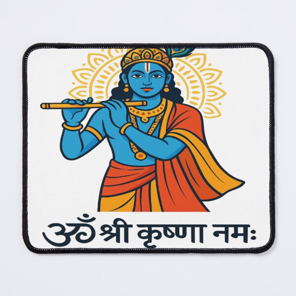 Item preview, Om Shri Krishnaay Namah – Modern Vector Krishna Playing Flute T-Shirt Design | Hindu God Art designed and sold by Agrawal Fashion .