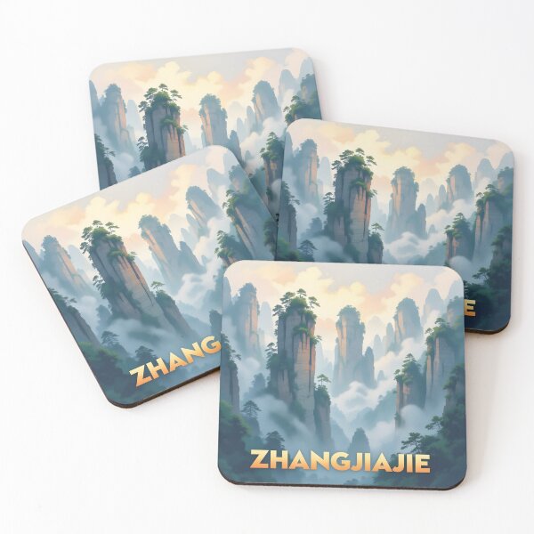Item preview, Zhangjiajie, China: Vintage-Style Painterly Travel Poster designed and sold by LSVart.