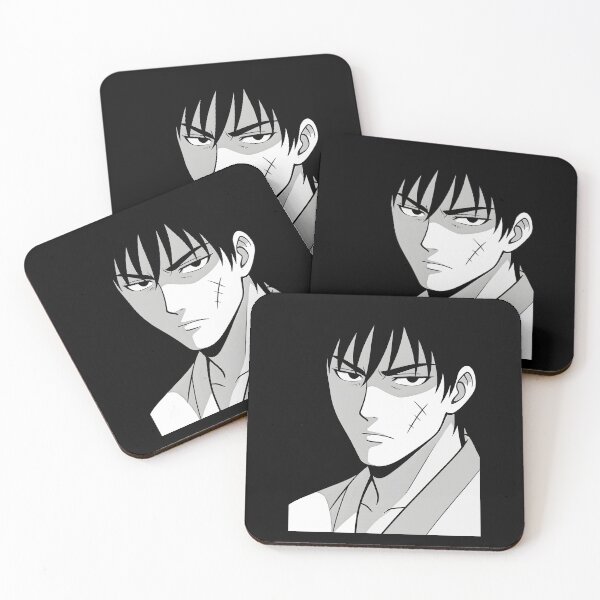 Item preview, Manga Scarred Warrior Art – Dramatic Black and White Portrait designed and sold by DrawHandArt.