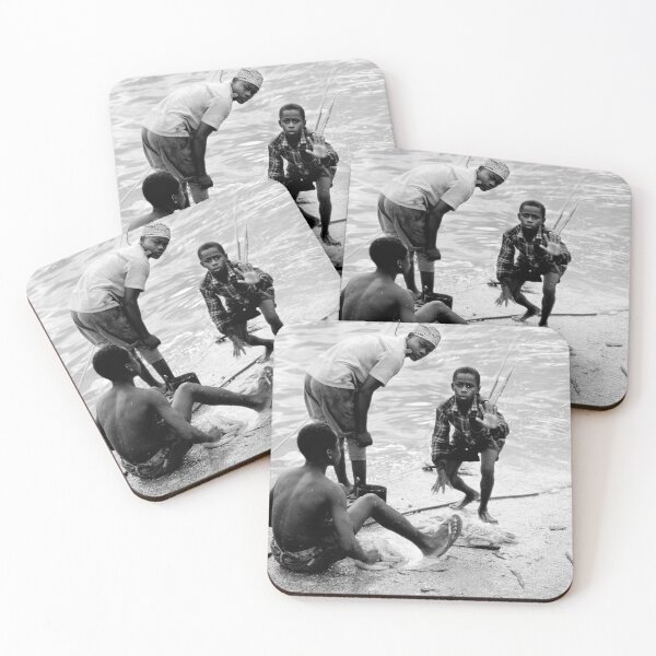 Item preview, African lads cleaning a squid catch designed and sold by JonDelorme.