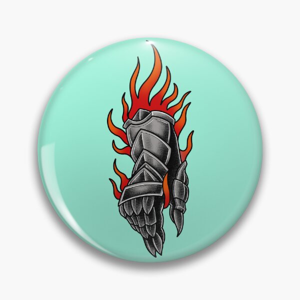 Artikelvorschau, Mittelalterlicher Handschuh in Flammen, Schwarzstickerei entworfen und verkauft von Lustrico.