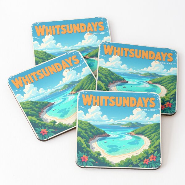 Item preview, Whitsunday Islands, Queensland: Vintage-Style Painterly Travel Poster designed and sold by LSVart.