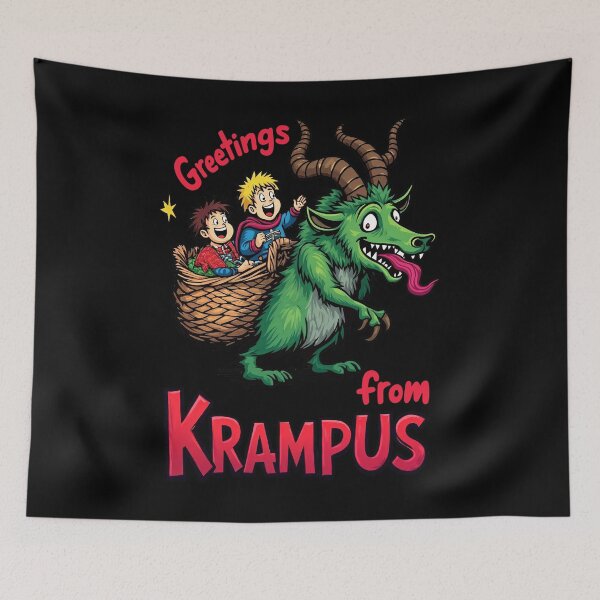 Item preview, Greetings From Krampus Vintage Horror Christmas designed and sold by TeeARTHY.