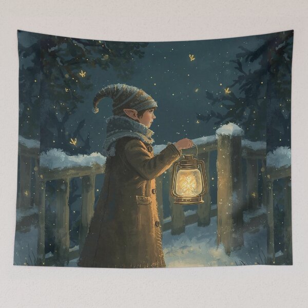 Item preview, Winter Lantern Elf – Enchanted Cottagecore Christmas Night designed and sold by Deezyned.