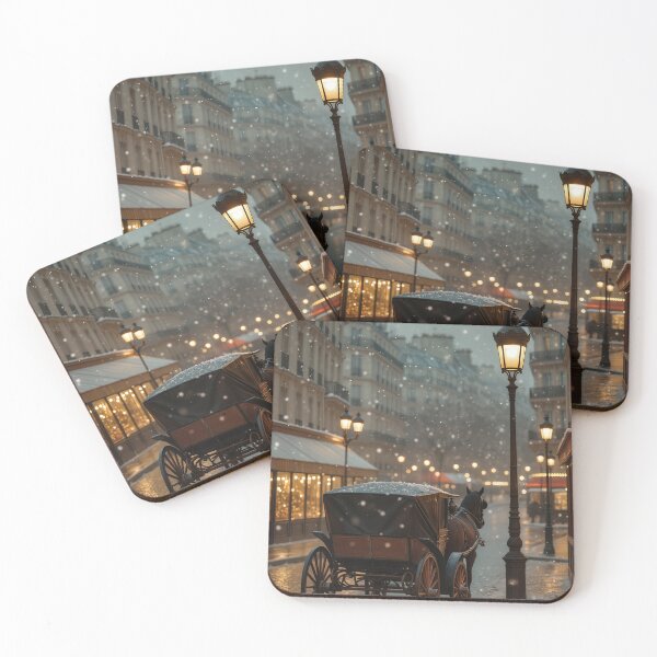 Item preview, Snowy Evening in a Parisian Street designed and sold by auradream.ai.