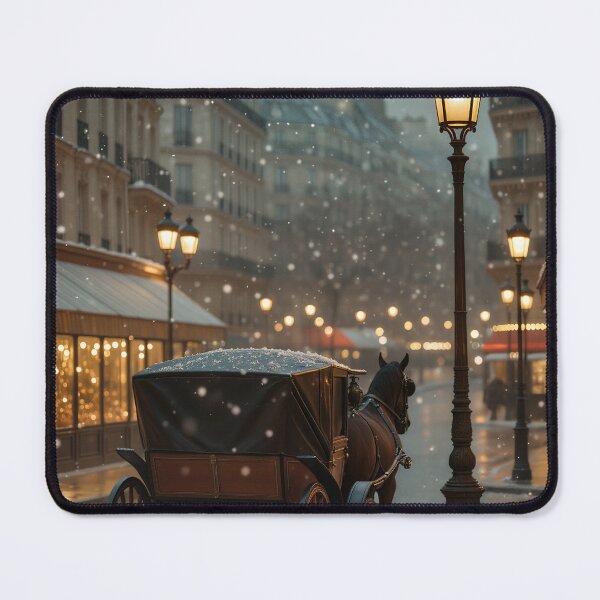 Item preview, Snowy Evening in a Parisian Street designed and sold by auradream.ai.
