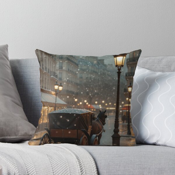 Item preview, Snowy Evening in a Parisian Street designed and sold by auradream.ai.