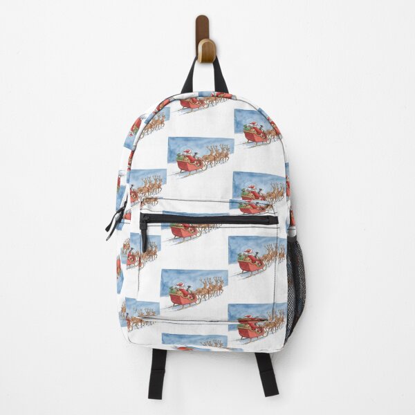 Item preview, Santa And Greyhound Sleigh Ride With Reindeer Watercolor designed and sold by zoughlal.