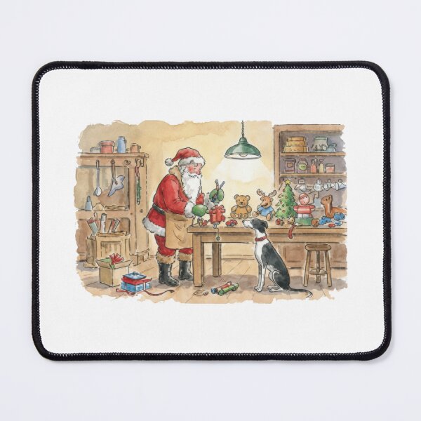 Item preview, Santa Making Toys In Workshop With Greyhound Helper designed and sold by zoughlal.