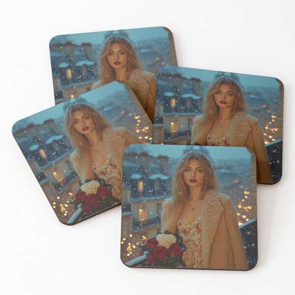 Item preview, Girl with Roses in the Parisian Snow designed and sold by auradream.ai.