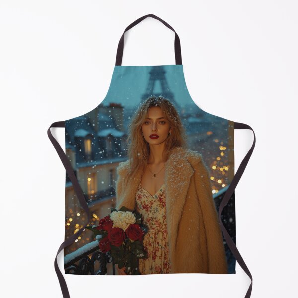 Item preview, Girl with Roses in the Parisian Snow designed and sold by auradream.ai.