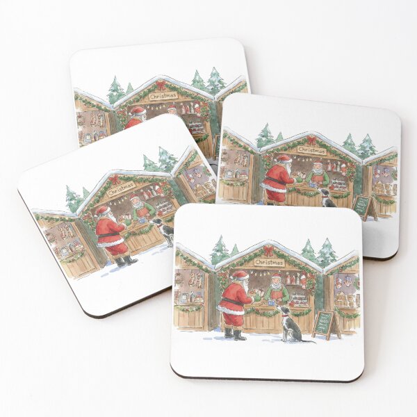 Item preview, Christmas Market Stall Scene With Santa And Greyhound designed and sold by zoughlal.