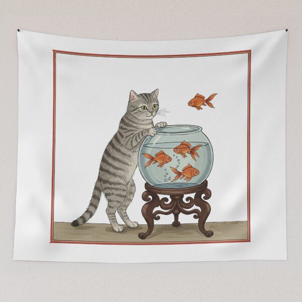 Item preview, Vintage Naughty Cat Reaching Into Fishbowl designed and sold by TeeARTHY.