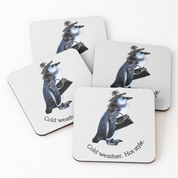 Item preview, Cold weather. Hot style. | Stylish penguin lady with hat, scarf & bag designed and sold by Katja LebenFreude.