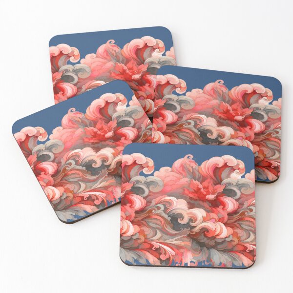 Item preview, Crimson Swell: Floral Currents on Midnight Blue designed and sold by Getrealdesigns.