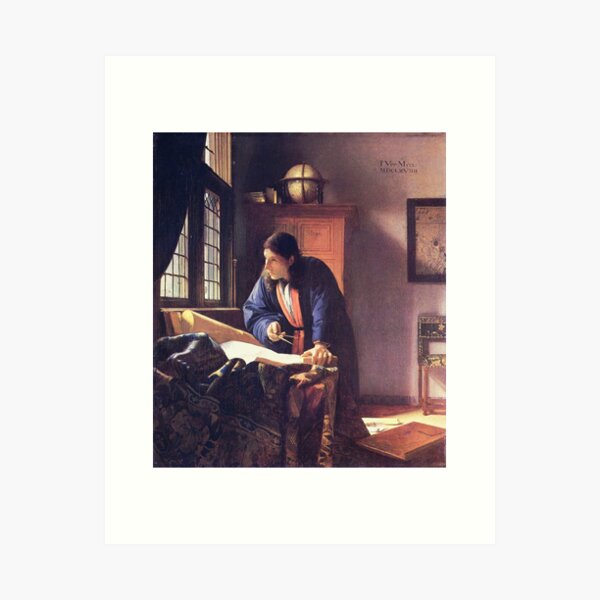 Aperçu de l'œuvre Le géographe, par Johannes Vermeer créée et vendue par MINDTHECHERRY.