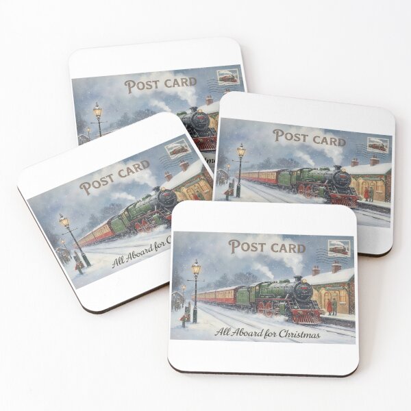 Item preview, Vintage Steam Train Snowy Christmas Journey designed and sold by zoughlal.