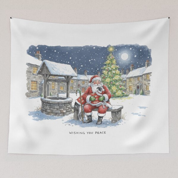 Item preview, Santa Resting By Stone Wishing Well With Greyhound designed and sold by zoughlal.