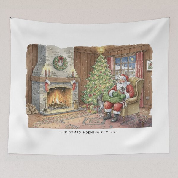 Item preview, Cozy Christmas Morning Santa And Greyhound Hug designed and sold by zoughlal.