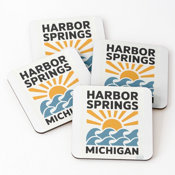 Item preview, Harbor Springs Michigan - Retro Sunset Sign designed and sold by TheOldMittenIllustrated.