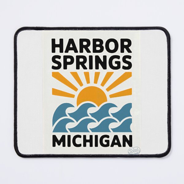 Item preview, Harbor Springs Michigan - Retro Sunset Sign designed and sold by TheOldMittenIllustrated.