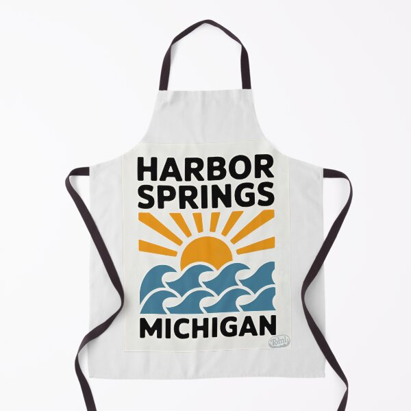 Item preview, Harbor Springs Michigan - Retro Sunset Sign designed and sold by TheOldMittenIllustrated.