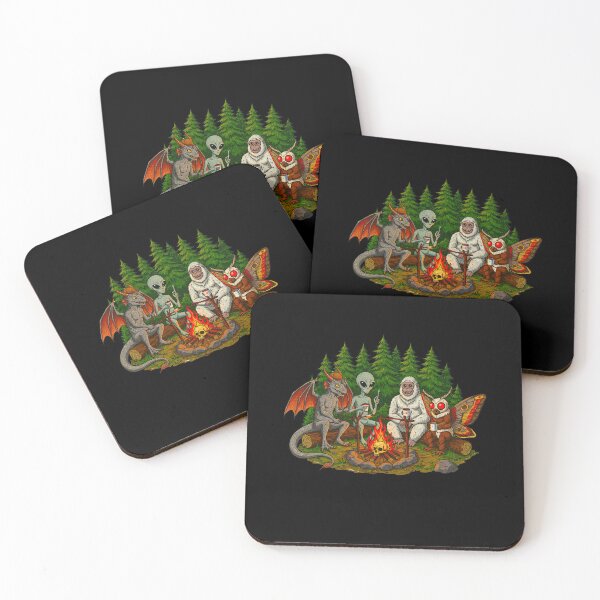 Item preview, Cryptid Camping Friends Bigfoot Mothman Alien designed and sold by TeeARTHY.