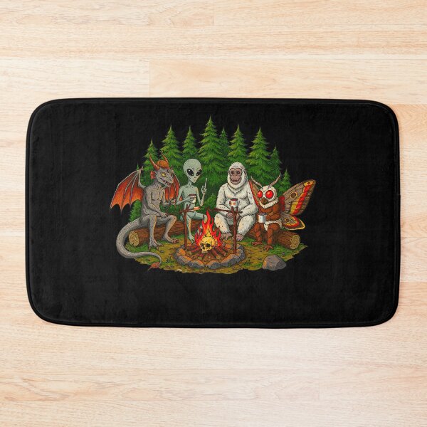 Item preview, Cryptid Camping Friends Bigfoot Mothman Alien designed and sold by TeeARTHY.