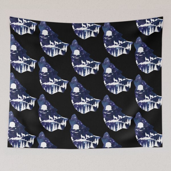 Item preview, Howling Wolf Silhouette Night Sky designed and sold by ridhi-glennon.