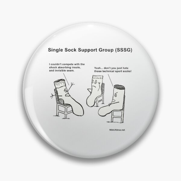 Item preview, cartoon about socks going to a support group designed and sold by Nikki Attree.