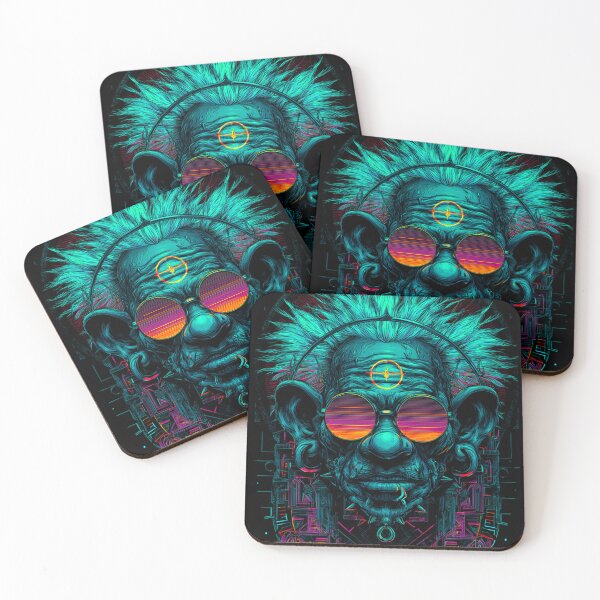 Item preview, Cyberpunk Shaman – Neon Psychedelic Rave Portrait designed and sold by DarkSpaceVibes.