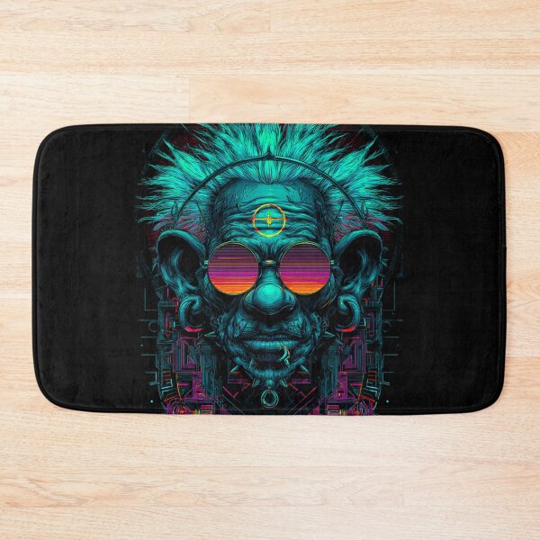 Item preview, Cyberpunk Shaman – Neon Psychedelic Rave Portrait designed and sold by DarkSpaceVibes.