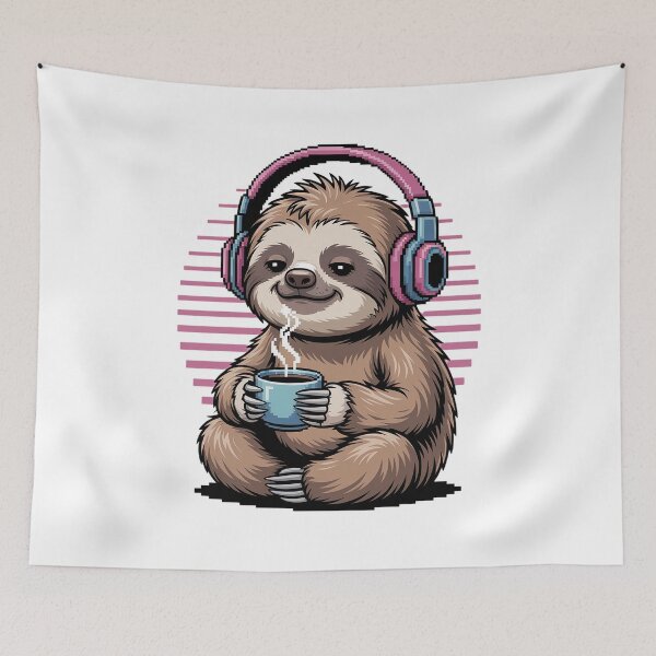 Item preview, Sloth LoFi Study Beats | Cute Animal Coffee & Headphones Aesthetic Design | Chill Vibe Emotional Jazz designed and sold by pixelpopplanet.