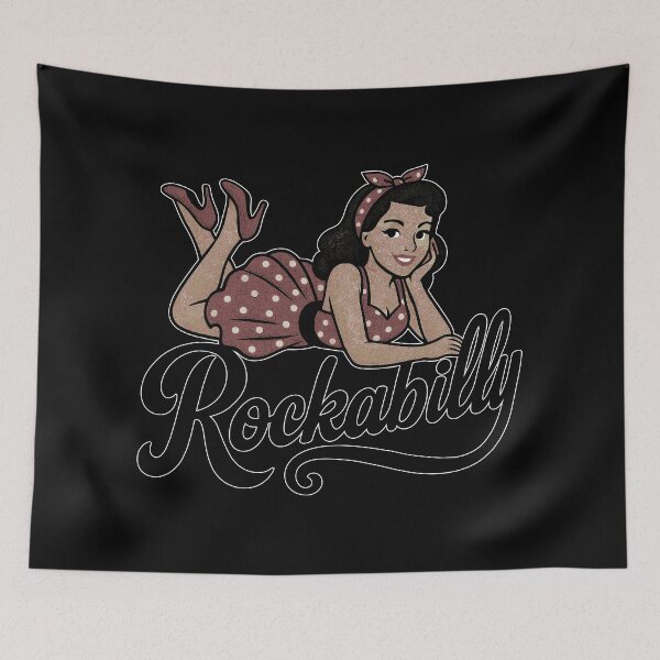 Item preview, Rockabilly woman, brunette, 1950s, lying down, petticoat, gift designed and sold by Pineapple-Tree.