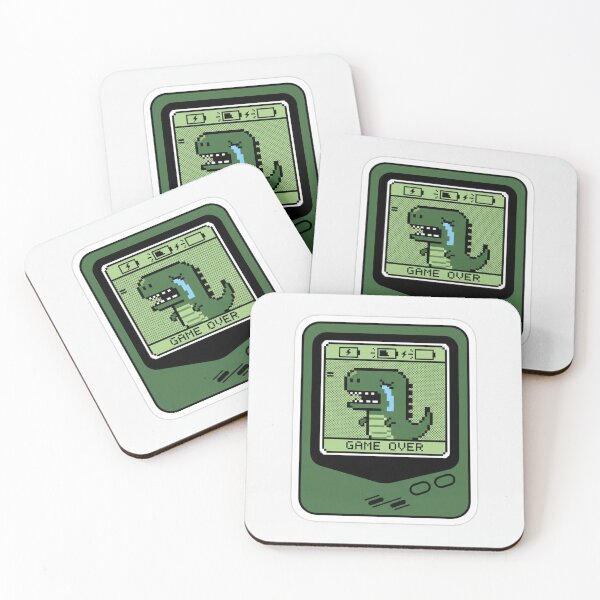 Item preview, Nostalgic Game Over: Crying Pixel Dinosaur on Retro Handheld Screen designed and sold by MyEz Style.