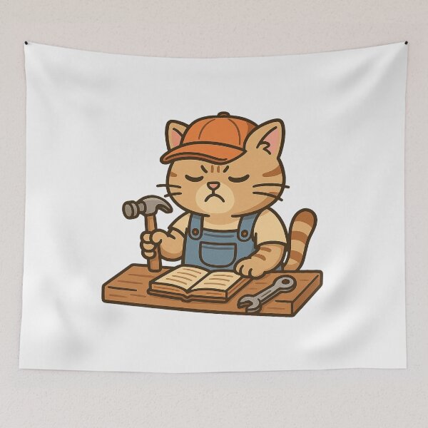 Item preview, Grumpy Carpenter Cat – Meme Art designed and sold by kimkosovo.