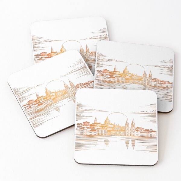 Item preview, Lisbon Watercolor Skyline Golden Art designed and sold by vivaportugalstore.